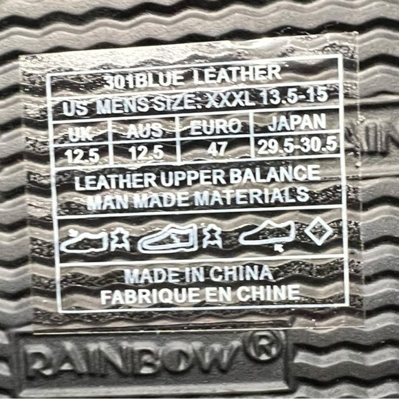 🌈NEW w.tag Rainbow Single Layer Premier Leather Sandal w Blue 1" Midsole  XXXL - Picture 10 of 11